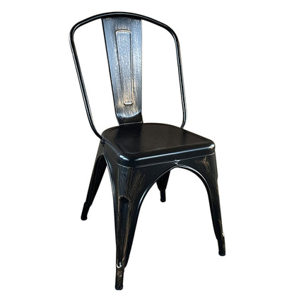 Καρέκλα ArteLibre Βιομηχανικού Τύπου Vintage TOLIKO Μαύρο Αντικέ Μέταλλο 44x49x84cm - Hippiehome.gr