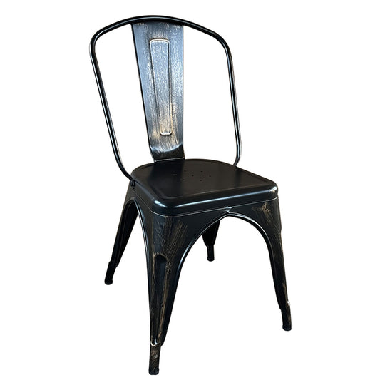 Καρέκλα ArteLibre Βιομηχανικού Τύπου Vintage TOLIKO Μαύρο Αντικέ Μέταλλο 44x49x84cm - Hippiehome.gr