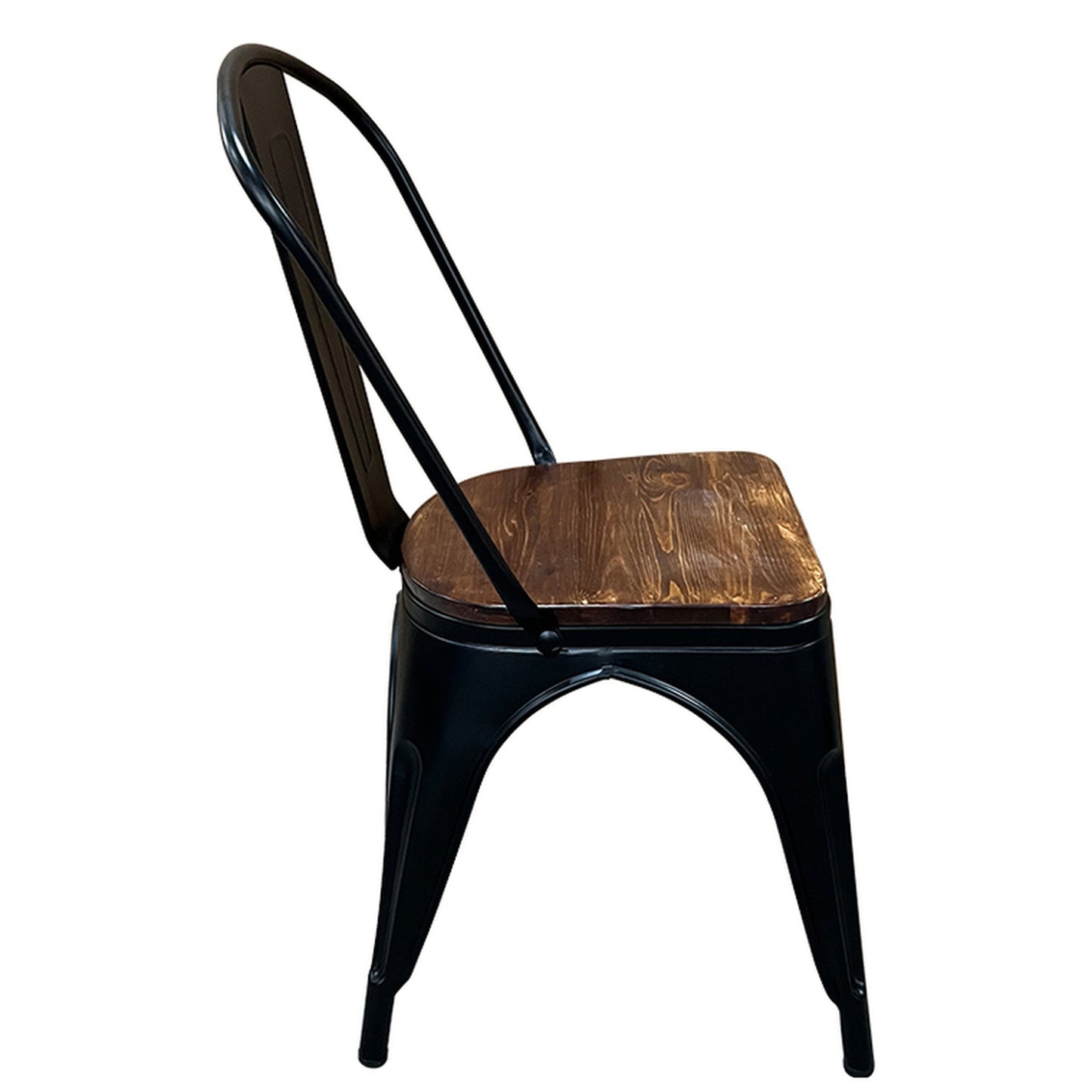 Καρέκλα ArteLibre Βιομηχανικού Τύπου Vintage TOLIKO II Μαύρο Ματ/Καφέ Μέταλλο/Ξύλο 45x53x85cm - Hippiehome.gr