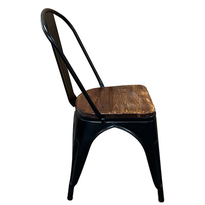 Καρέκλα ArteLibre Βιομηχανικού Τύπου Vintage TOLIKO II Μαύρο Ματ/Καφέ Μέταλλο/Ξύλο 45x53x85cm - Hippiehome.gr