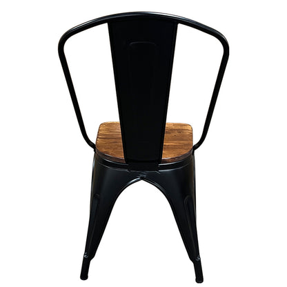 Καρέκλα ArteLibre Βιομηχανικού Τύπου Vintage TOLIKO II Μαύρο Ματ/Καφέ Μέταλλο/Ξύλο 45x53x85cm - Hippiehome.gr