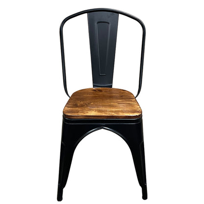 Καρέκλα ArteLibre Βιομηχανικού Τύπου Vintage TOLIKO II Μαύρο Ματ/Καφέ Μέταλλο/Ξύλο 45x53x85cm - Hippiehome.gr