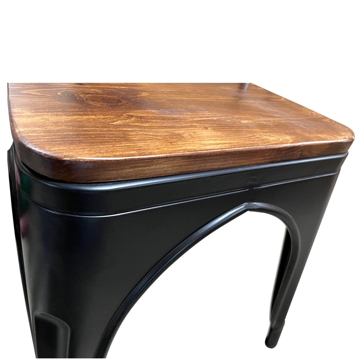 Καρέκλα ArteLibre Βιομηχανικού Τύπου Vintage TOLIKO II Μαύρο Ματ/Καφέ Μέταλλο/Ξύλο 45x53x85cm - Hippiehome.gr