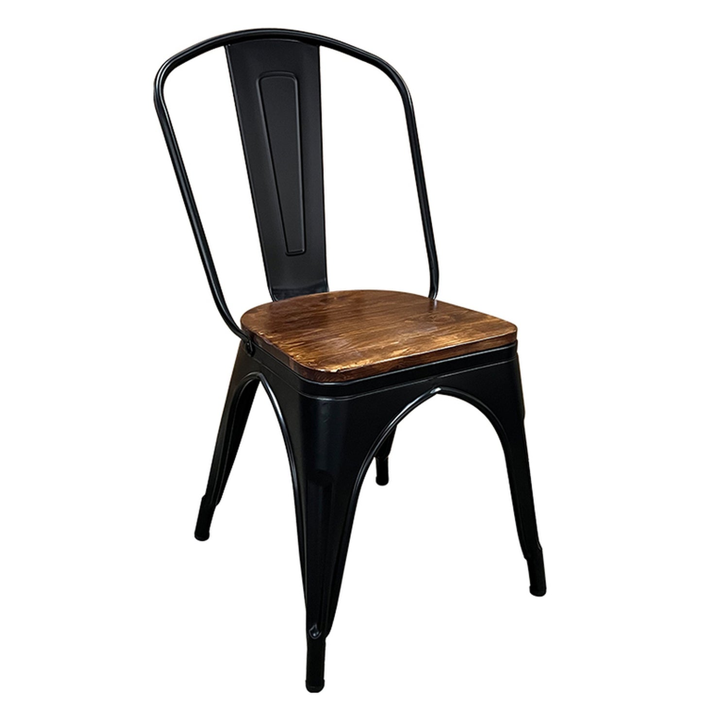 Καρέκλα ArteLibre Βιομηχανικού Τύπου Vintage TOLIKO II Μαύρο Ματ/Καφέ Μέταλλο/Ξύλο 45x53x85cm - Hippiehome.gr