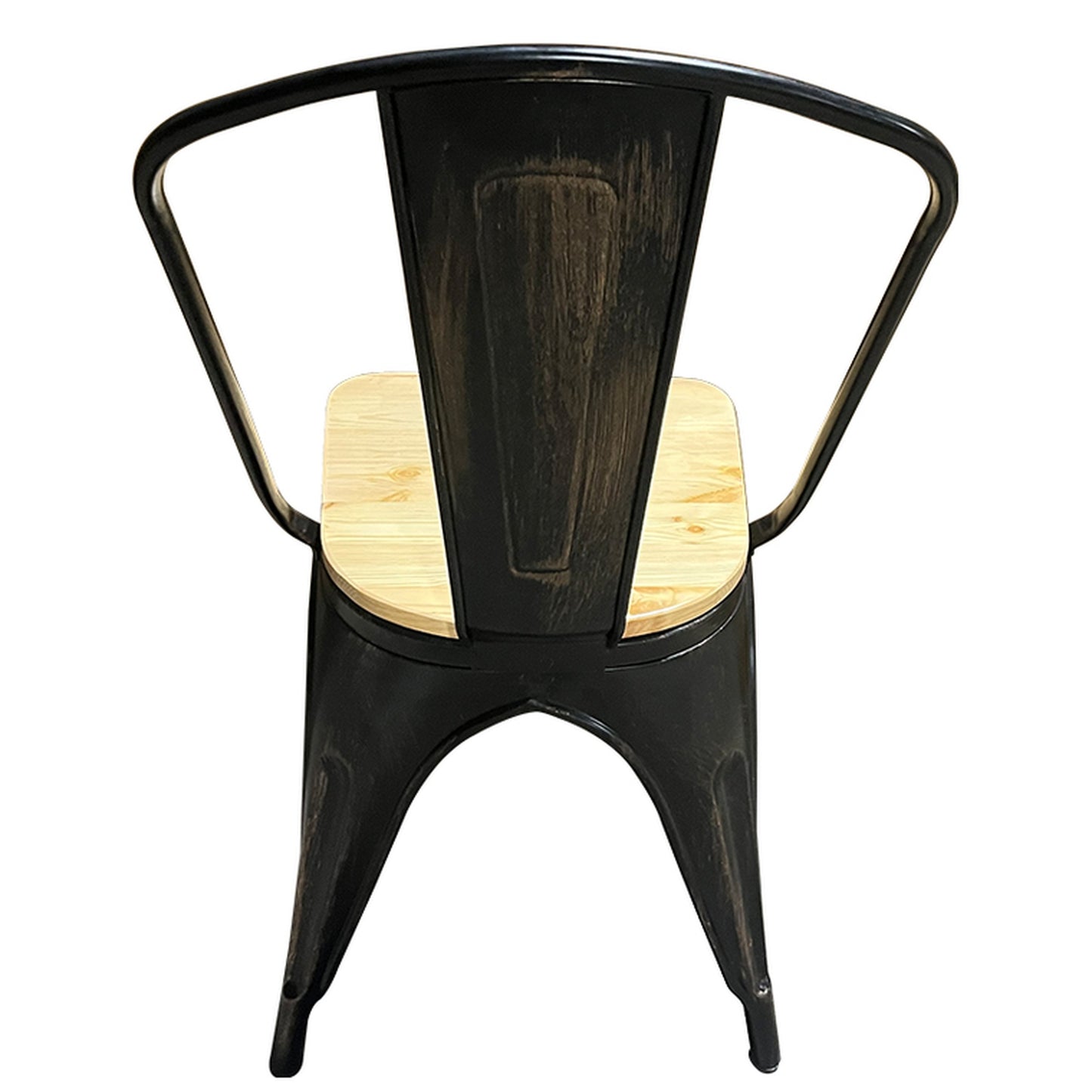 Καρέκλα ArteLibre Βιομηχανικού Τύπου Vintage TOLIKO II Μαύρο Αντικέ/Φυσικό Μέταλλο/Ξύλο 45x53x85cm - Hippiehome.gr