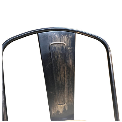 Καρέκλα ArteLibre Βιομηχανικού Τύπου Vintage TOLIKO II Μαύρο Αντικέ/Φυσικό Μέταλλο/Ξύλο 45x53x85cm - Hippiehome.gr