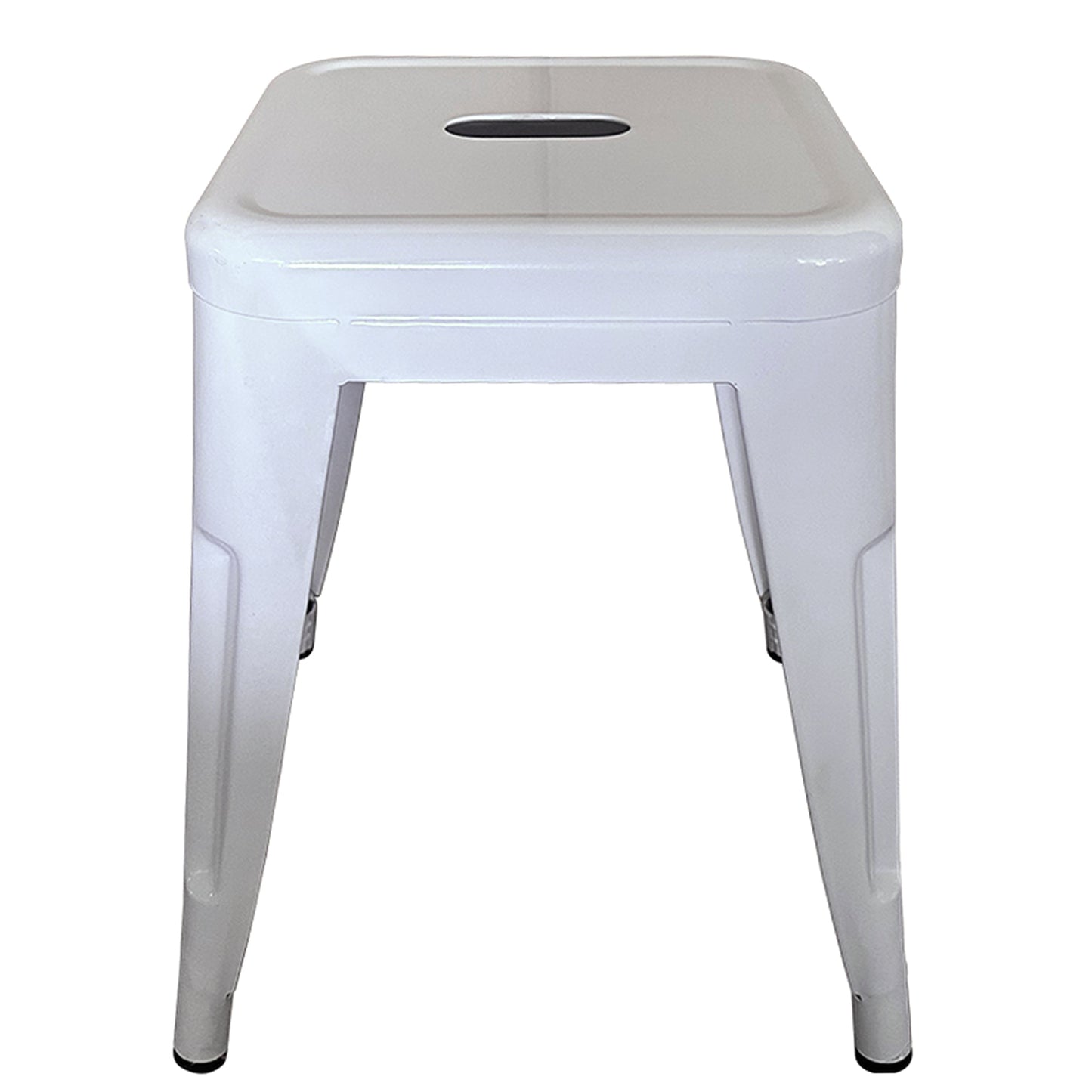 Σκαμπό ArteLibre Βιομηχανικού Τύπου Vintage VELINO Λευκό Μέταλλο 38x38x45cm - Hippiehome.gr