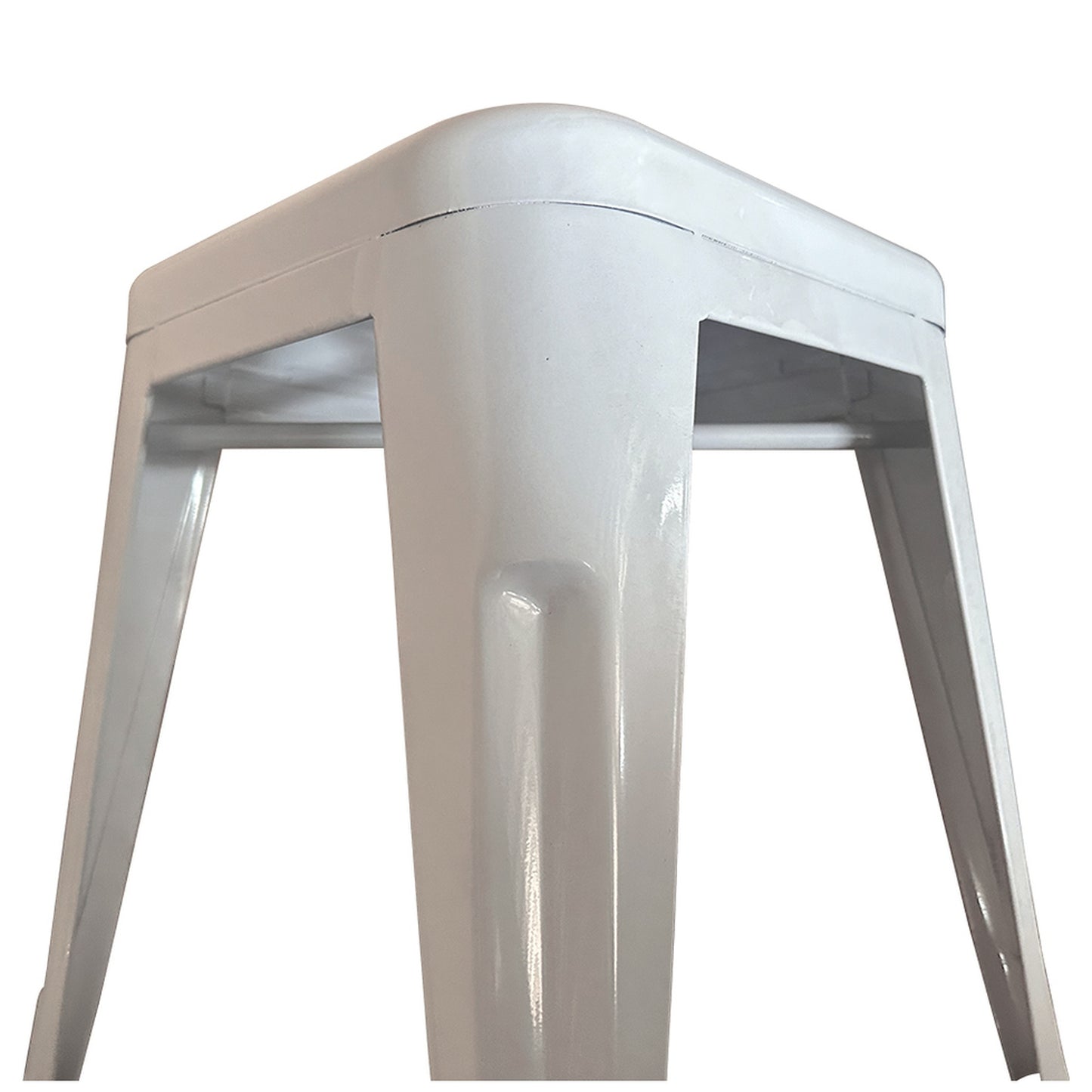 Σκαμπό ArteLibre Βιομηχανικού Τύπου Vintage VELINO Λευκό Μέταλλο 38x38x45cm - Hippiehome.gr