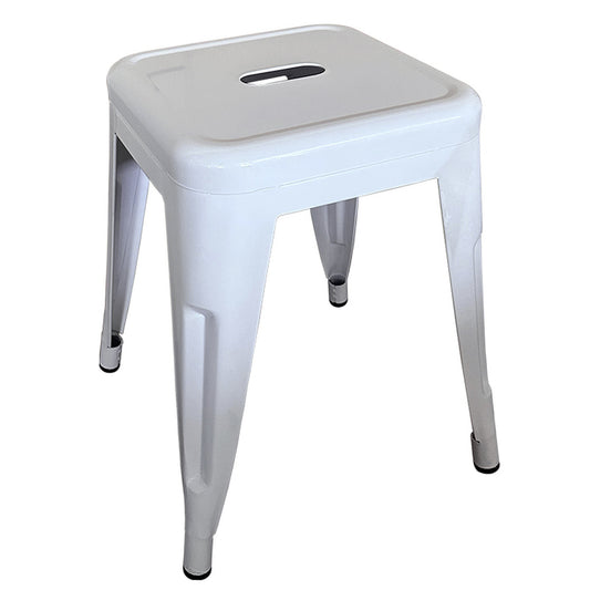 Σκαμπό ArteLibre Βιομηχανικού Τύπου Vintage VELINO Λευκό Μέταλλο 38x38x45cm - Hippiehome.gr