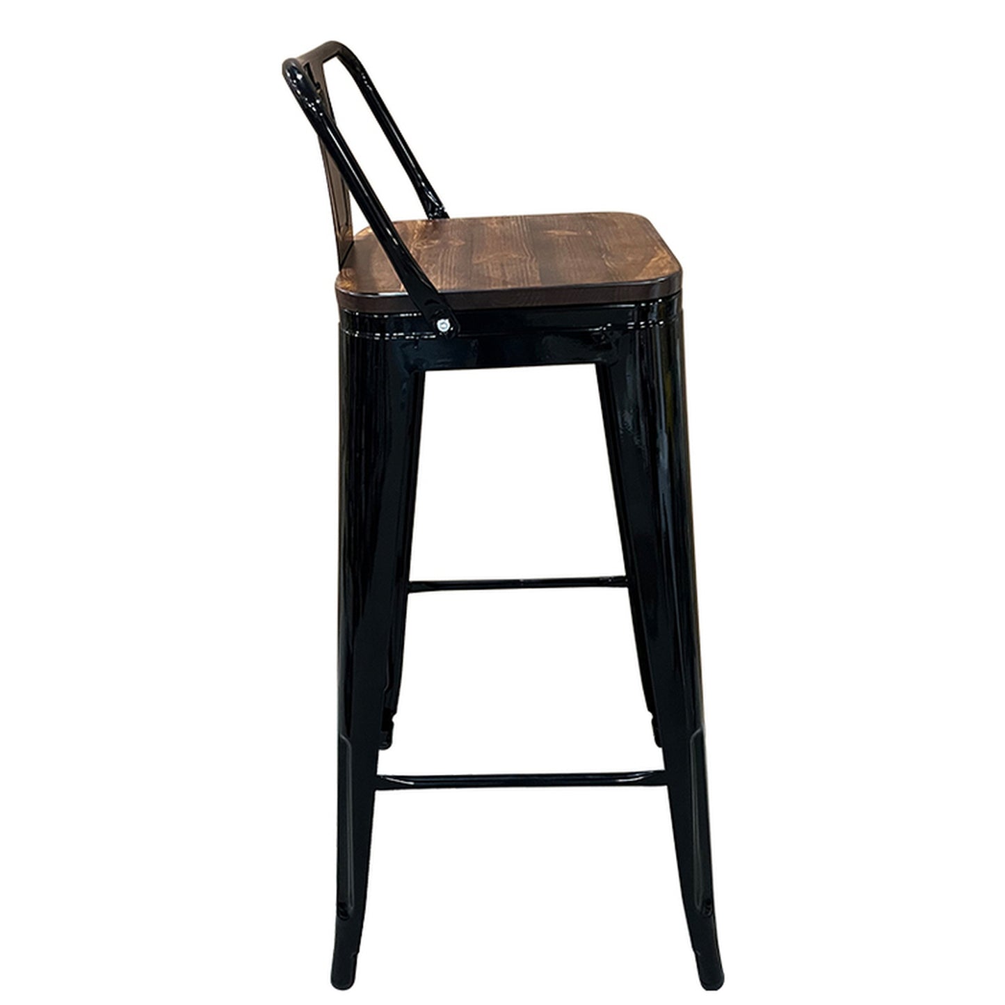 Σκαμπό Bar ArteLibre Βιομηχανικού Τύπου Vintage MOLERO II Μαύρο/Καφέ Μέταλλο/Ξύλο 44x44x94cm - Hippiehome.gr