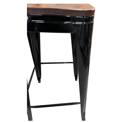 Σκαμπό Bar ArteLibre Βιομηχανικού Τύπου Vintage MOLERO II Μαύρο/Καφέ Μέταλλο/Ξύλο 44x44x94cm - Hippiehome.gr