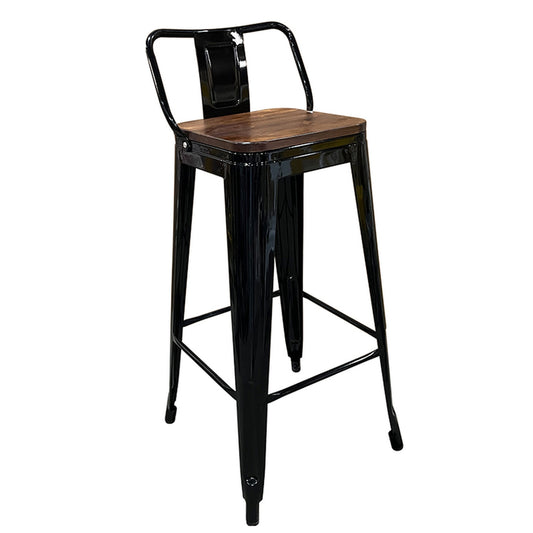 Σκαμπό Bar ArteLibre Βιομηχανικού Τύπου Vintage MOLERO II Μαύρο/Καφέ Μέταλλο/Ξύλο 44x44x94cm - Hippiehome.gr