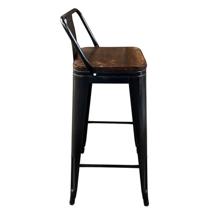 Σκαμπό Bar ArteLibre Βιομηχανικού Τύπου Vintage MOLERO II Μαύρο Αντικέ/Καφέ Μέταλλο/Ξύλο 44x44x94cm - Hippiehome.gr