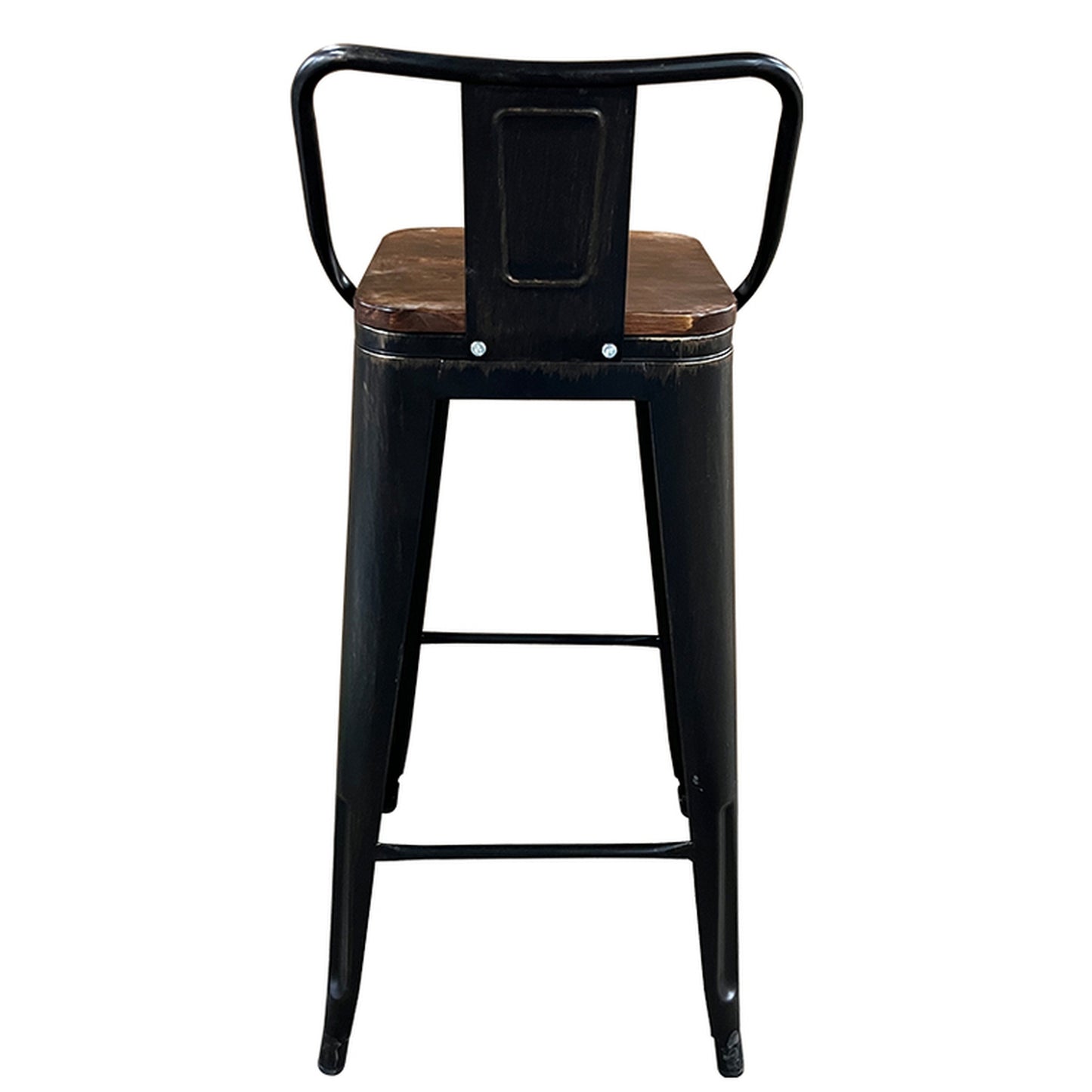 Σκαμπό Bar ArteLibre Βιομηχανικού Τύπου Vintage MOLERO II Μαύρο Αντικέ/Καφέ Μέταλλο/Ξύλο 44x44x94cm - Hippiehome.gr