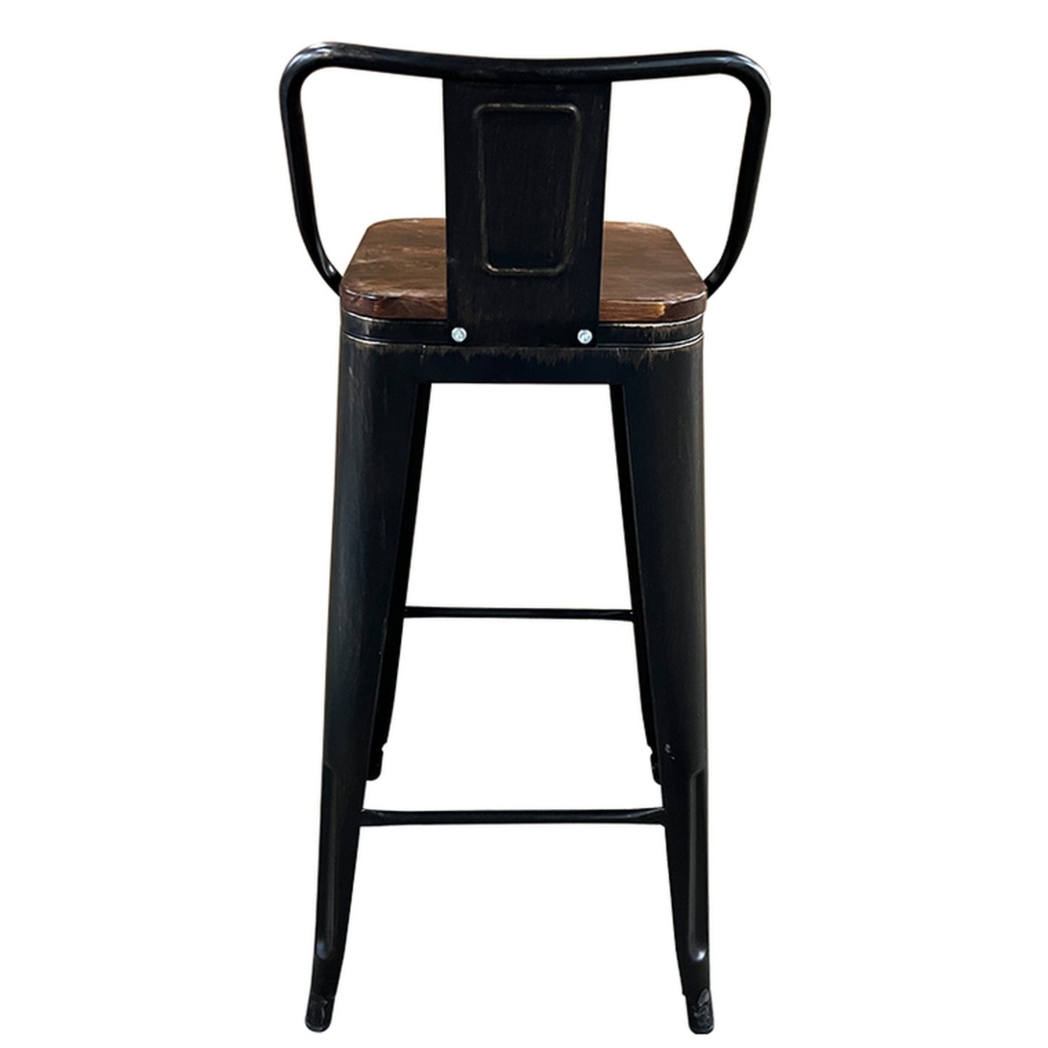 Σκαμπό Bar ArteLibre Βιομηχανικού Τύπου Vintage MOLERO II Μαύρο Αντικέ/Καφέ Μέταλλο/Ξύλο 44x44x94cm - Hippiehome.gr