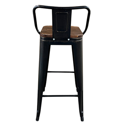 Σκαμπό Bar ArteLibre Βιομηχανικού Τύπου Vintage MOLERO II Μαύρο Αντικέ/Καφέ Μέταλλο/Ξύλο 44x44x94cm - Hippiehome.gr