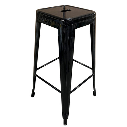 Σκαμπό Bar ArteLibre Βιομηχανικού Τύπου Vintage SILANO Μαύρο Μέταλλο 42x42x76cm - Hippiehome.gr