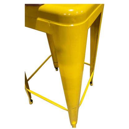 Σκαμπό Bar ArteLibre Βιομηχανικού Τύπου Vintage SILANO Κίτρινο Μέταλλο 42x42x76cm - Hippiehome.gr