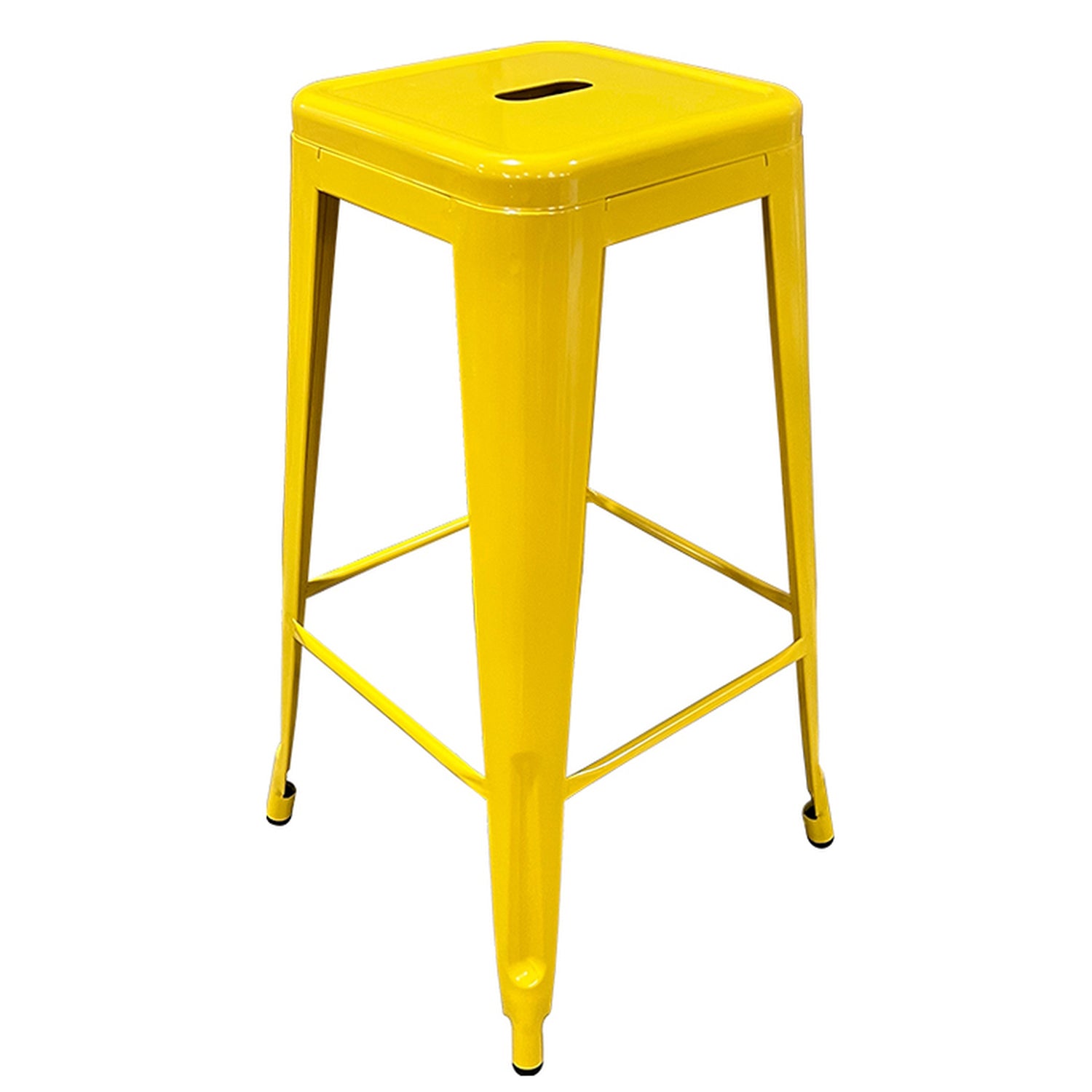 Σκαμπό Bar ArteLibre Βιομηχανικού Τύπου Vintage SILANO Κίτρινο Μέταλλο 42x42x76cm - Hippiehome.gr