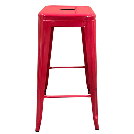 Σκαμπό Bar ArteLibre Βιομηχανικού Τύπου Vintage SILANO Κόκκινο Μέταλλο 42x42x76cm - Hippiehome.gr