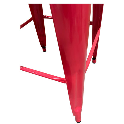 Σκαμπό Bar ArteLibre Βιομηχανικού Τύπου Vintage SILANO Κόκκινο Μέταλλο 42x42x76cm - Hippiehome.gr