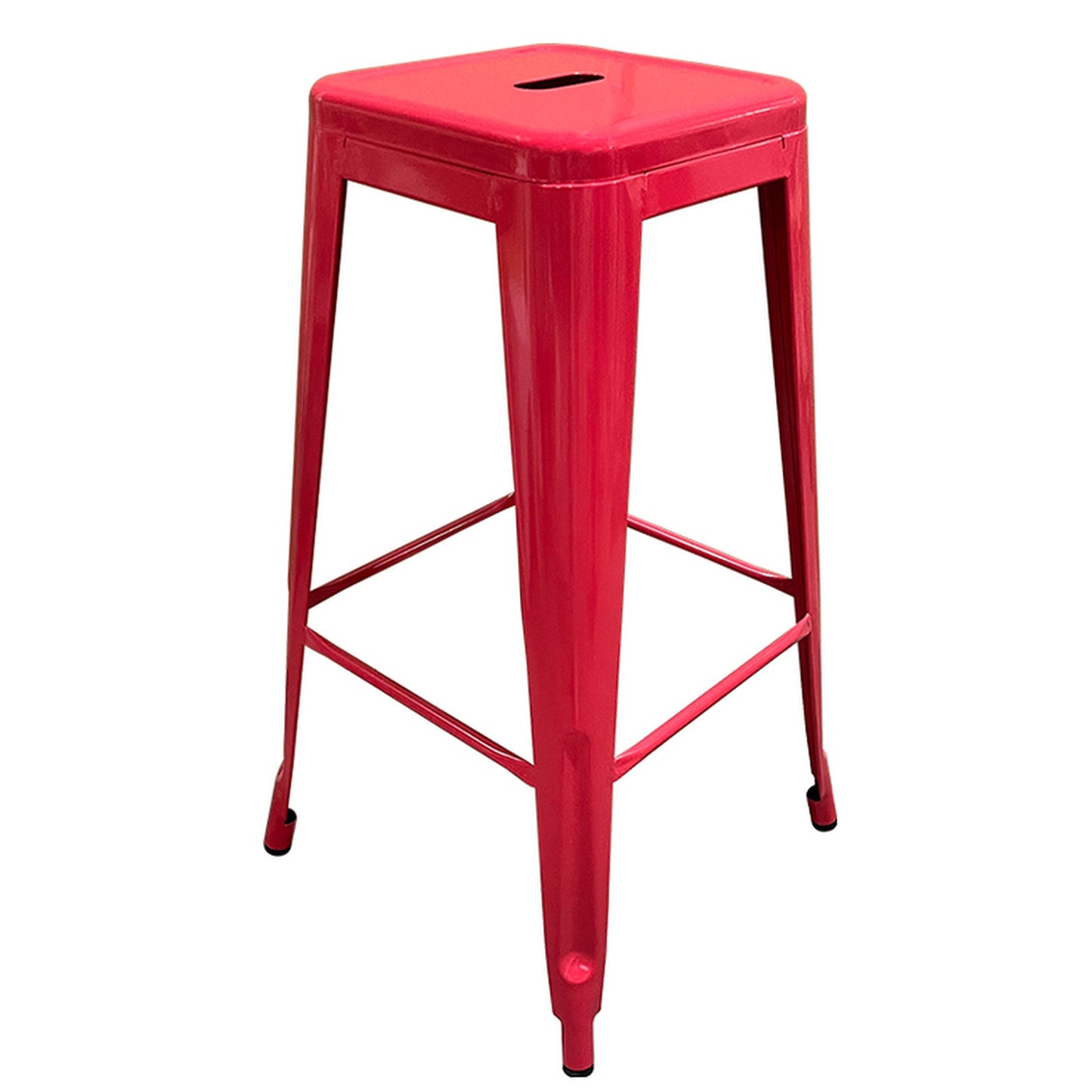 Σκαμπό Bar ArteLibre Βιομηχανικού Τύπου Vintage SILANO Κόκκινο Μέταλλο 42x42x76cm - Hippiehome.gr