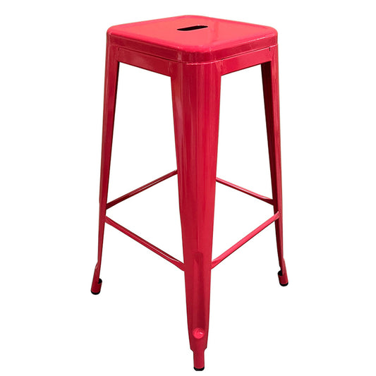 Σκαμπό Bar ArteLibre Βιομηχανικού Τύπου Vintage SILANO Κόκκινο Μέταλλο 42x42x76cm - Hippiehome.gr