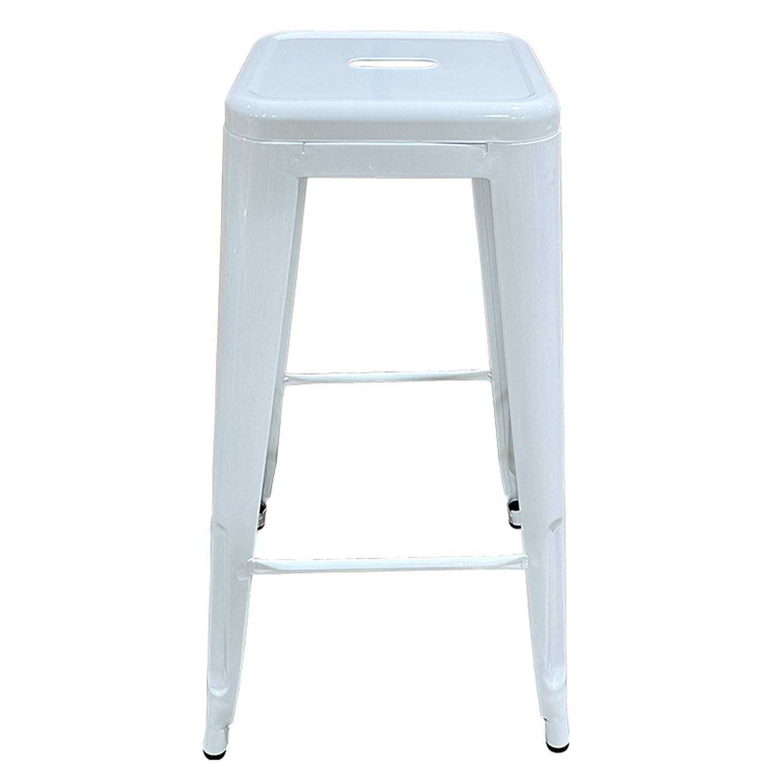 Σκαμπό Bar ArteLibre Βιομηχανικού Τύπου Vintage SILANO Λευκό Μέταλλο 42x42x76cm - Hippiehome.gr