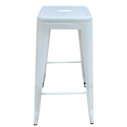 Σκαμπό Bar ArteLibre Βιομηχανικού Τύπου Vintage SILANO Λευκό Μέταλλο 42x42x76cm - Hippiehome.gr