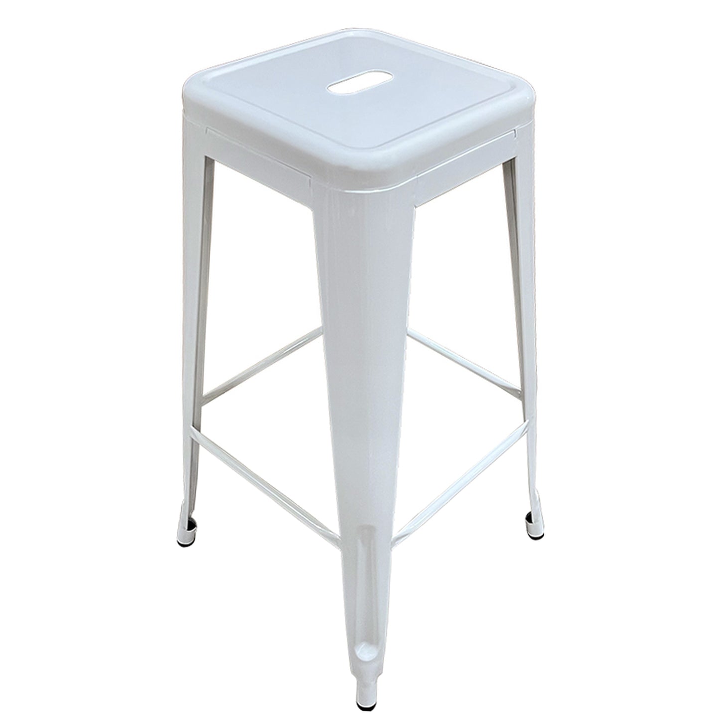 Σκαμπό Bar ArteLibre Βιομηχανικού Τύπου Vintage SILANO Λευκό Μέταλλο 42x42x76cm - Hippiehome.gr