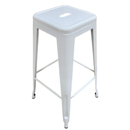 Σκαμπό Bar ArteLibre Βιομηχανικού Τύπου Vintage SILANO Λευκό Μέταλλο 42x42x76cm - Hippiehome.gr