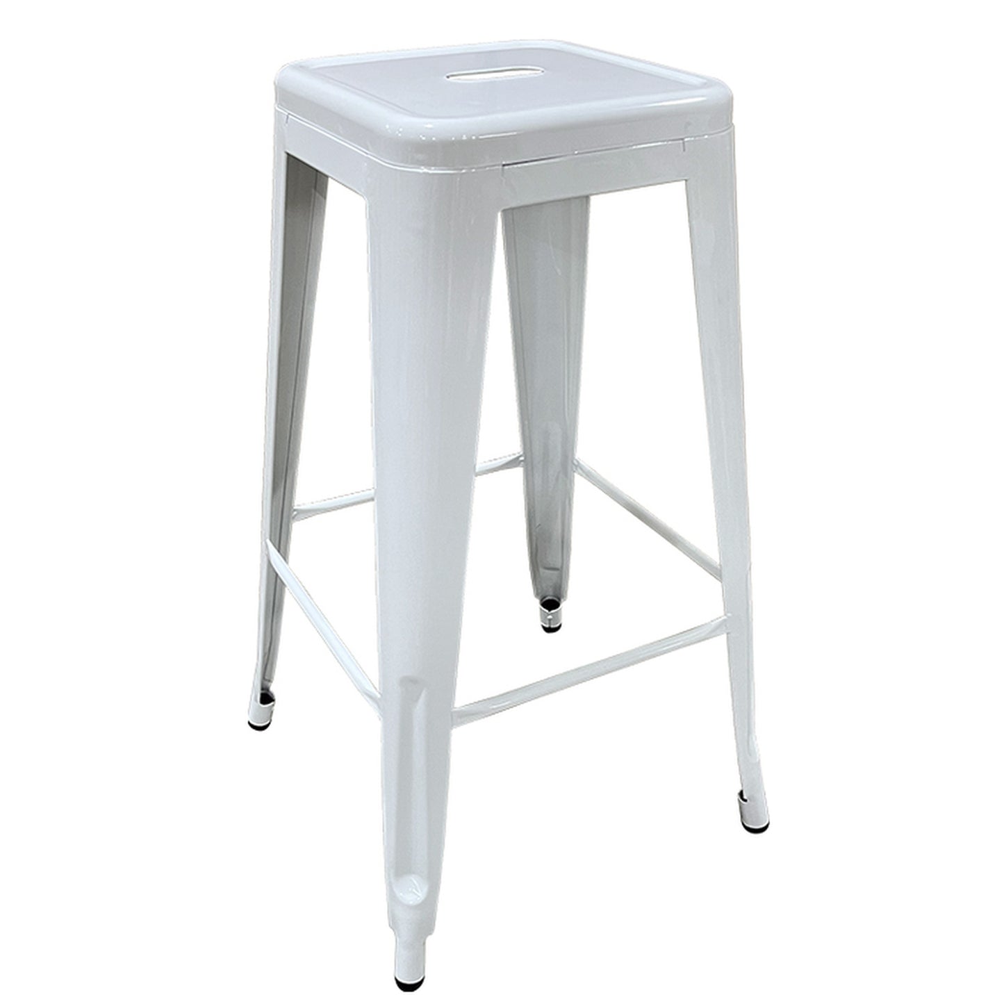 Σκαμπό Bar ArteLibre Βιομηχανικού Τύπου Vintage SILANO Λευκό Μέταλλο 42x42x76cm - Hippiehome.gr