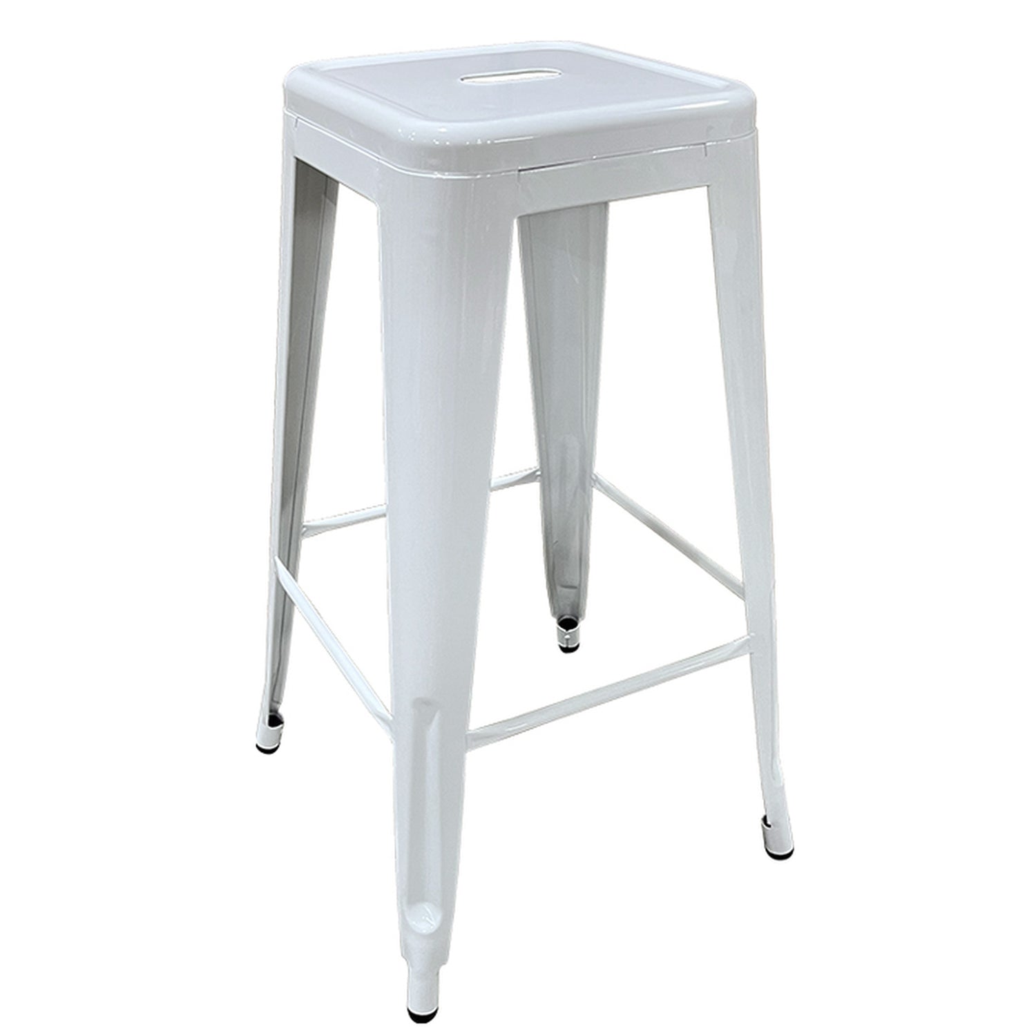 Σκαμπό Bar ArteLibre Βιομηχανικού Τύπου Vintage SILANO Λευκό Μέταλλο 42x42x76cm - Hippiehome.gr