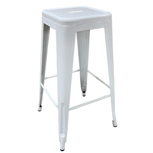 Σκαμπό Bar ArteLibre Βιομηχανικού Τύπου Vintage SILANO Λευκό Μέταλλο 42x42x76cm - Hippiehome.gr