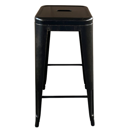 Σκαμπό Bar ArteLibre Βιομηχανικού Τύπου Vintage SILANO Μαύρο Αντικέ Μέταλλο 42x42x76cm - Hippiehome.gr