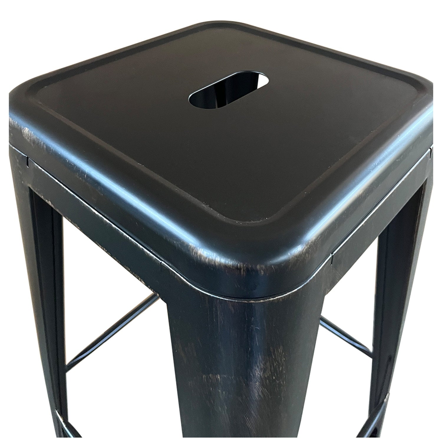 Σκαμπό Bar ArteLibre Βιομηχανικού Τύπου Vintage SILANO Μαύρο Αντικέ Μέταλλο 42x42x76cm - Hippiehome.gr