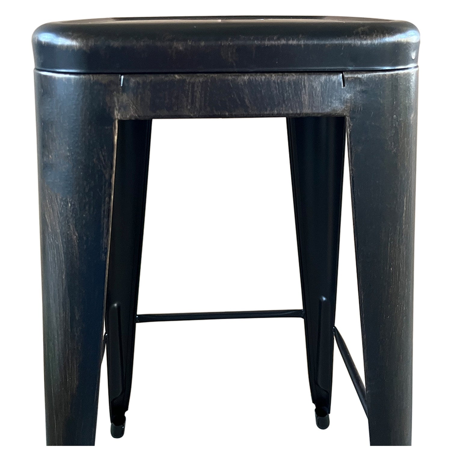 Σκαμπό Bar ArteLibre Βιομηχανικού Τύπου Vintage SILANO Μαύρο Αντικέ Μέταλλο 42x42x76cm - Hippiehome.gr