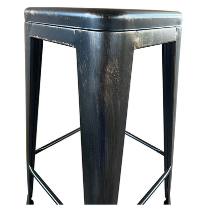 Σκαμπό Bar ArteLibre Βιομηχανικού Τύπου Vintage SILANO Μαύρο Αντικέ Μέταλλο 42x42x76cm - Hippiehome.gr