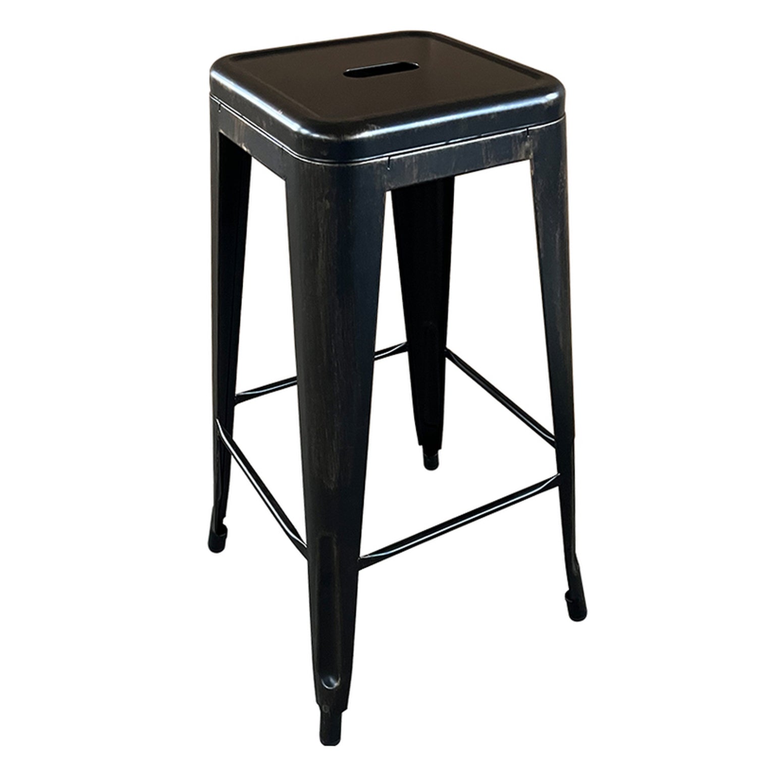 Σκαμπό Bar ArteLibre Βιομηχανικού Τύπου Vintage SILANO Μαύρο Αντικέ Μέταλλο 42x42x76cm - Hippiehome.gr