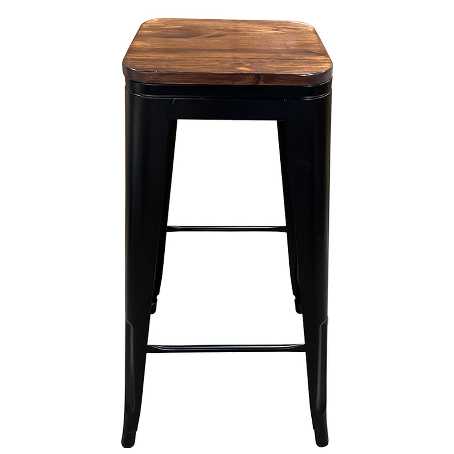 Σκαμπό Bar ArteLibre Βιομηχανικού Τύπου Vintage SILANO II Μαύρο Ματ/Καφέ Μέταλλο/Ξύλο 42x42x76cm - Hippiehome.gr