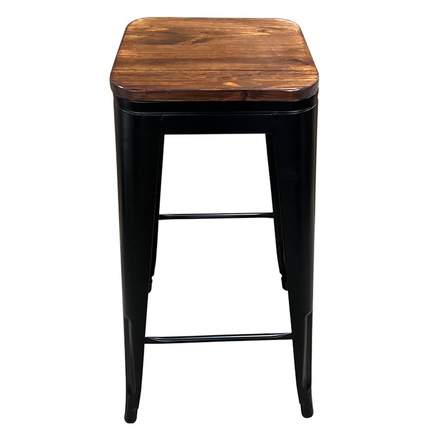 Σκαμπό Bar ArteLibre Βιομηχανικού Τύπου Vintage SILANO II Μαύρο Ματ/Καφέ Μέταλλο/Ξύλο 42x42x76cm - Hippiehome.gr