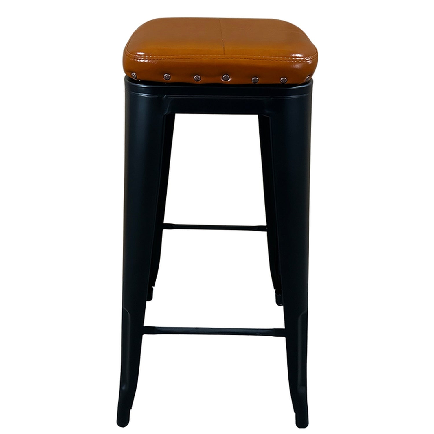 Σκαμπό Bar ArteLibre Βιομηχανικού Τύπου Vintage SILANO III Μαύρο Ματ/Καφέ Μέταλλο/PU 43x43x78cm - Hippiehome.gr