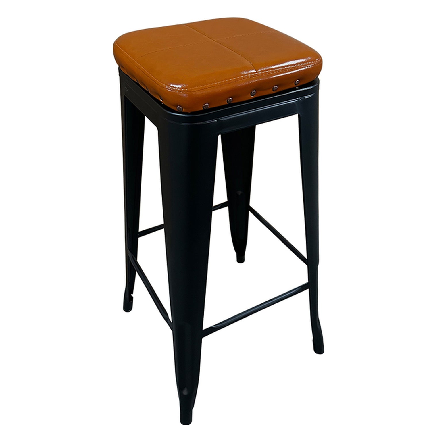 Σκαμπό Bar ArteLibre Βιομηχανικού Τύπου Vintage SILANO III Μαύρο Ματ/Καφέ Μέταλλο/PU 43x43x78cm - Hippiehome.gr