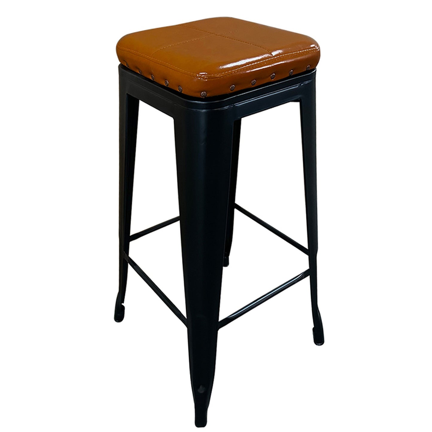 Σκαμπό Bar ArteLibre Βιομηχανικού Τύπου Vintage SILANO III Μαύρο Ματ/Καφέ Μέταλλο/PU 43x43x78cm - Hippiehome.gr