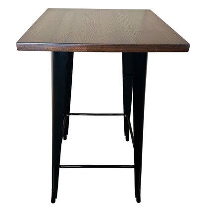 Τραπέζι Bar ArteLibre Βιομηχανικού Τύπου Vintage ARTEKTO Μαύρο/Καφέ Μέταλλο/Ξύλο 60x60x103cm - Hippiehome.gr