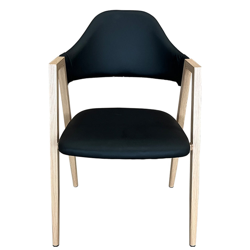 Καρέκλα Τραπεζαρίας ArteLibre SOLANA Μαύρο/Φυσικό PU/Μέταλλο 51x51x81cm - Hippiehome.gr