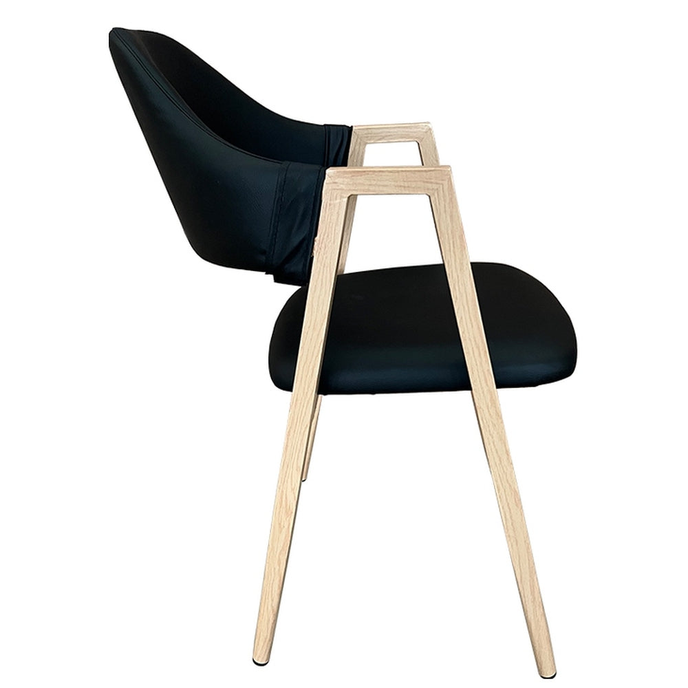 Καρέκλα Τραπεζαρίας ArteLibre SOLANA Μαύρο/Φυσικό PU/Μέταλλο 51x51x81cm - Hippiehome.gr