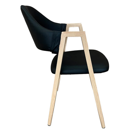 Καρέκλα Τραπεζαρίας ArteLibre SOLANA Μαύρο/Φυσικό PU/Μέταλλο 51x51x81cm - Hippiehome.gr