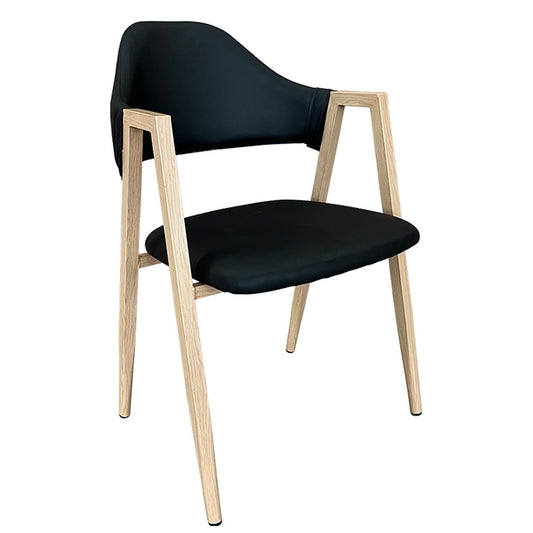 Καρέκλα Τραπεζαρίας ArteLibre SOLANA Μαύρο/Φυσικό PU/Μέταλλο 51x51x81cm - Hippiehome.gr