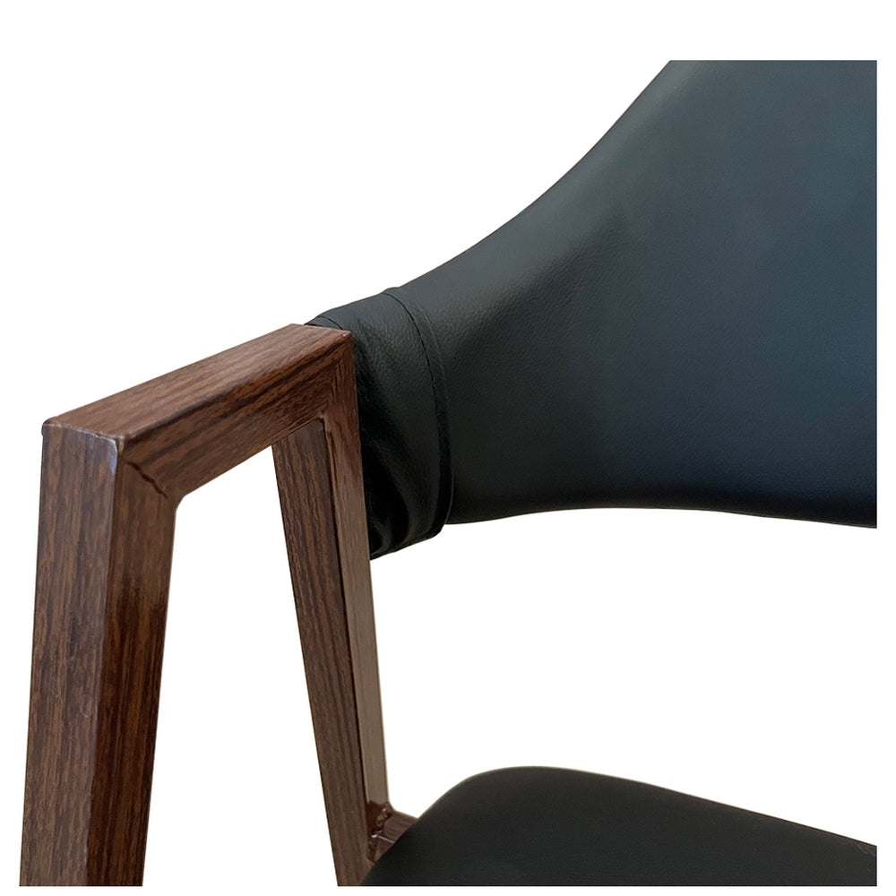 Καρέκλα Τραπεζαρίας ArteLibre SOLANA Μαύρο/Καρυδί PU/Μέταλλο 51x51x81cm - Hippiehome.gr